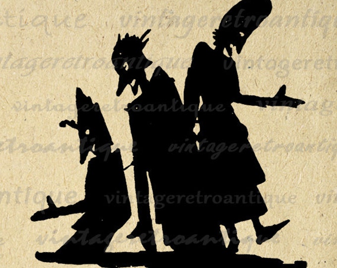 Printable Scary Shadow Silhouettes Digital Image Halloween Figures Graphic Download Jpg Png Eps 18x18 HQ 300dpi No.3477