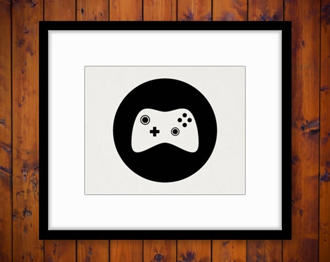 Digital Printable Video Game Icon Image Gamepad Controller Graphic Download Antique Clip Art Jpg Png Eps HQ 300dpi No.4520