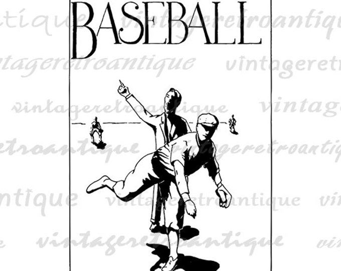 Baseball Artwork Digital Graphic Printable Baseball Illustration Image Sports Download Antique Clip Art Jpg Png Eps HQ 300dpi No.4284