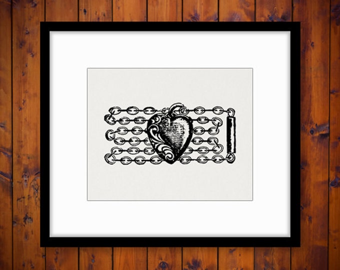 Heart Charm Vintage Digital Image Download Printable Graphic Vintage Clip Art HQ No.1250