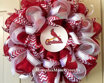 St. Louis Cardinals Deco Mesh Wreath - Deco Mesh Wreath - St. Louis Cardinals Wreath - Cardinals Wreath - Baseball Wreath