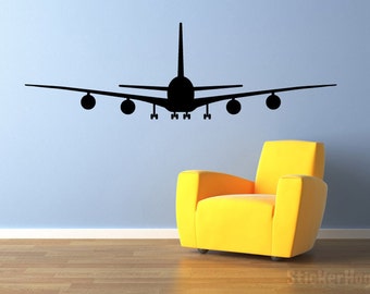 Airliner Airplane Wall Decal Front View 60"x19" Vinyl Wall Decal Graphics