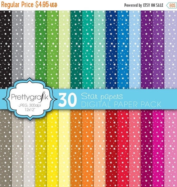 80% OFF SALE star digital paper, commercial use, scrapbook papers, background - PS582 Il_570xn