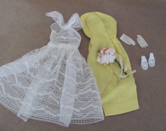 Vintage Barbie Clothes, 1960's Barbie Orange Blossom Outfit, #987 Orange Blossom Dress and Accessories, Vintage Barbie Outfit, Dress