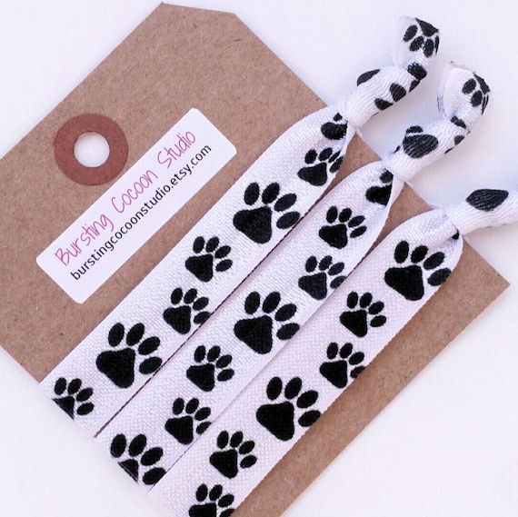 Paw print hair ties set of 3 animal lover pet sitter fun