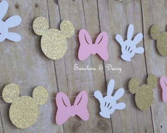 10 ft minnie mouse inspired paper garland banner decorations birthday pink and gold