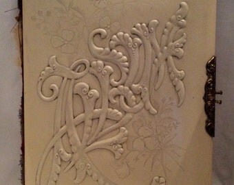 Album Cover Only, White Molded Celluloid Album Cover, Ornate Cover for Journal, Photo Album Cover, Victorian Photo Album Cover
