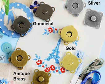 18mm Floral Magnetic Button, Total 4mm Thickness, Plated Metal Magnetic Snaps Closures with 4-loops. Pack in 10 sets (MB46-18)