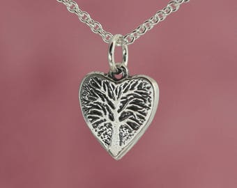 Tiny Heart Charm – Tree of Life Charm – Sterling Silver Heart Charm – Sterling Silver Charm Tree of Life Necklace – Sterling Heart Necklace