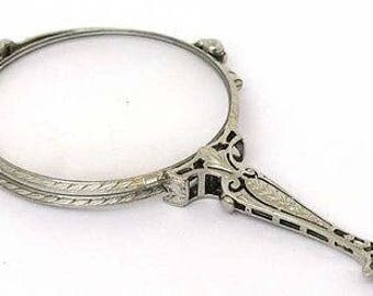 8813 - Tiffany & Co. Antique Platinum Folding Lornette Magnify Glasses