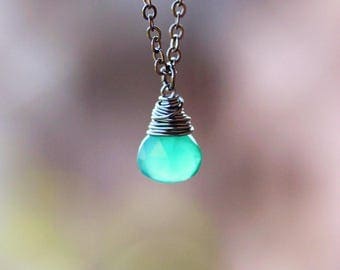 Jade Drop Necklace Natural Jade Necklace Green Jade Pendant Tiny Drop Jade Silver Necklace Drop Necklace Wire Wrapped Drop Necklace Emerald