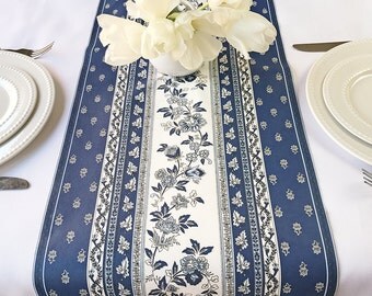 New : Table Runner Provence Avignon in Blue - Easy Care Fabric - Please choose the size -
