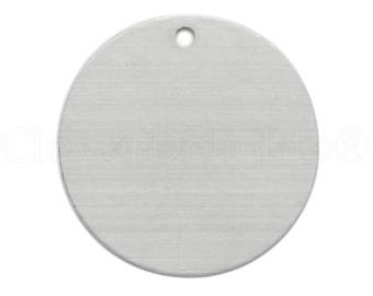 25 Pk - 1 1/2" Aluminum Stamping Blanks - 14 Gauge (.063") - 1.5 Inch Diameter - Raw Brushed Finish - 3mm Hole - Round Circle Disc Tag Blank