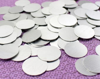 25 Pk - 1" Aluminum Stamping Blanks - 20 Gauge (.031") - 1 Inch Diameter - Raw Brushed Finish - No Hole - Round Circle Disc Tags Charm Blank