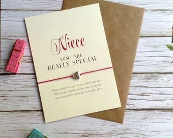 Special Niece Friendship Bracelet Gift, Niece Birthday, Niece card, Special Niece Wish Bracelet, Gift for Niece, Niece Christmas