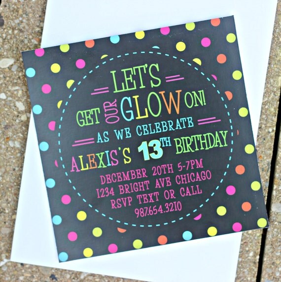 printed invitations glow in the dark party invitation neon