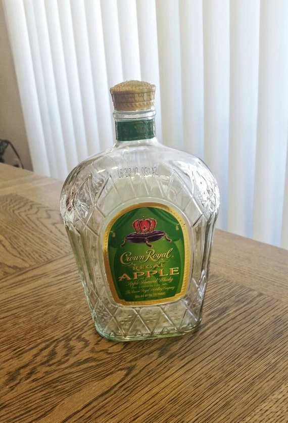 Crown Royal Bottle Empty with Distinctive Lid Glass Liquor