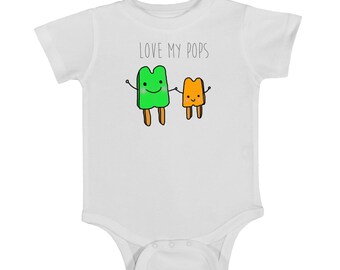 Father's Day Onesie, Pops, love my pops, dad onesie, baby onesie, cute onesie, popsicles, newborn onesie