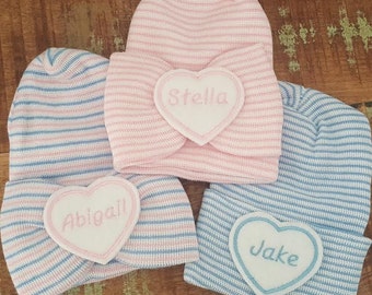 Personalized newborn hat, Newborn hat, newborn girl, baby girl hospital hat, Baby Name Hat. Hospital Newborn Beanie, Newborn girl hat