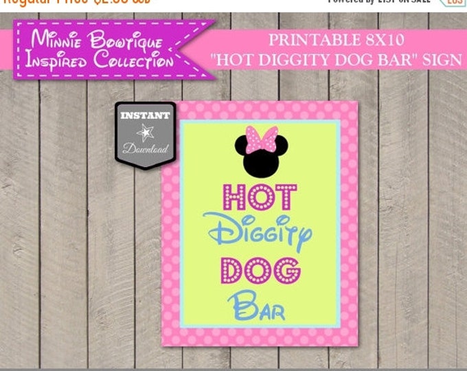 SALE INSTANT DOWNLOAD Mouse Bowtique Printable 8x10 Hot Diggity Dog Bar Party Sign / Diy / Birthday / Bowtique Collection / Item #2202