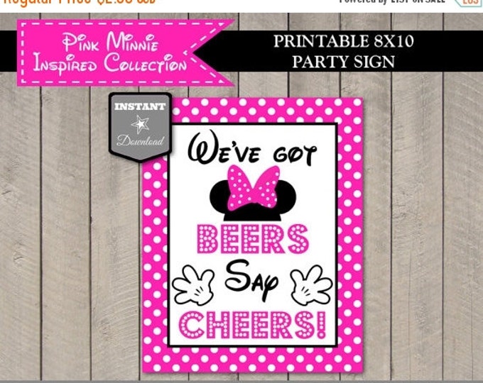 SALE INSTANT DOWNLOAD Hot Pink Mouse 8x10 We've Got Beers, Say Cheers Printable Party Sign / Hot Pink Mouse Collection / Item #1703