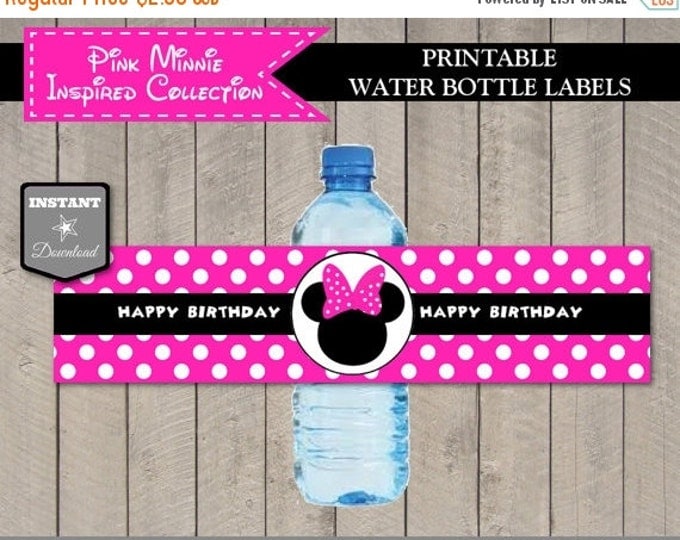SALE INSTANT DOWNLOAD Hot Pink Mouse Printable Birthday Party Water Bottle Labels / Wrappers / Hot Pink Mouse Collection / Item #1721