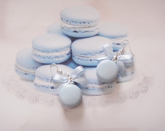 earrings blue macarons polymer clay
