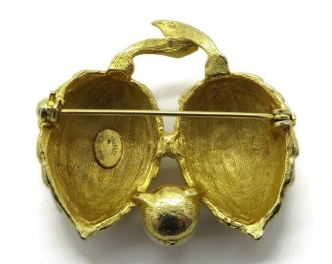 Hattie Carnegie Gold Tone Pine Cone Faux Pearl Brooch