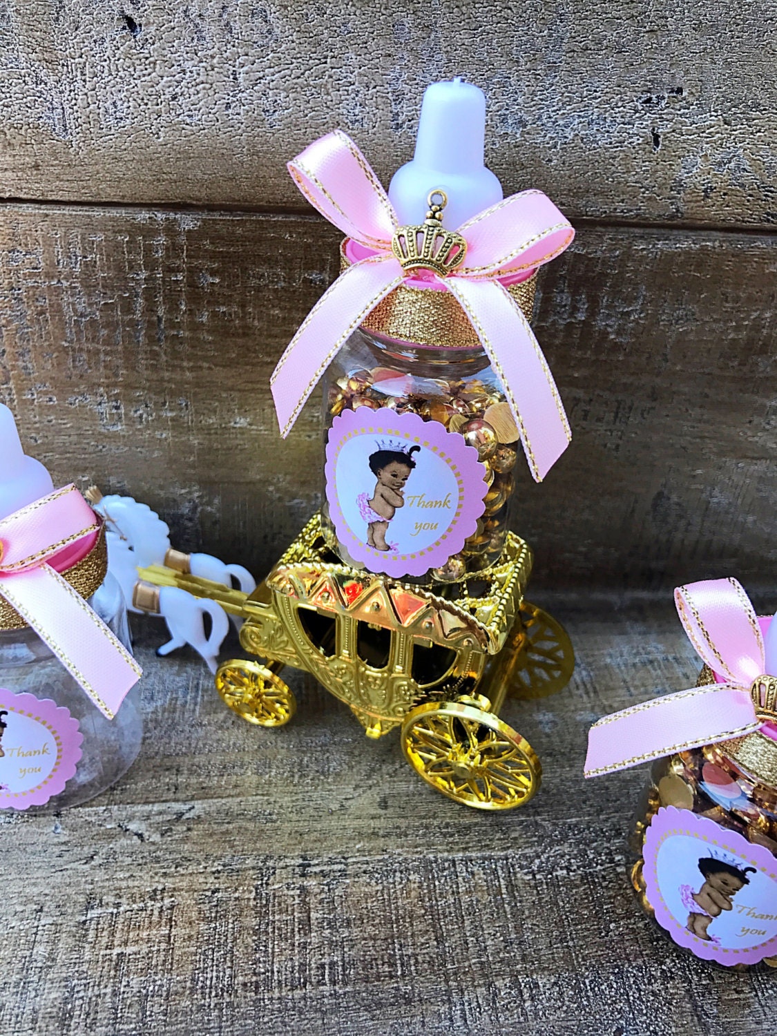 12 Little princess Baby shower favors pink and gold princess