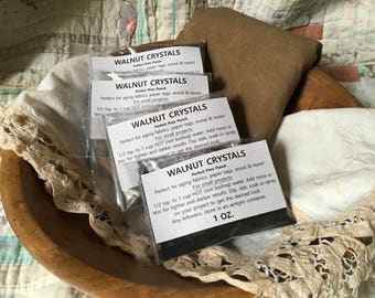 Walnut Crystals. 1 OZ Package. Aging Antique Dye Paper Tags Fabric Wood Ink Calligraphy Powder Distressing Stain Natural Tea Coffee weavers