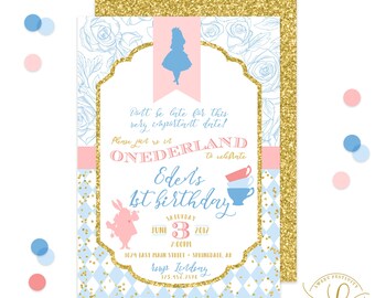 Alice in Onederland Invitation | Alice in Wonderland Invitation | Alice in Wonderland Party | Tea Party Invitation | First Birthday Party