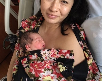 Maternity gown, feeding gown, nursing gown, hospital gown, pregnancy clothing, maternity shirt, breast feeding gown, hospital clothing