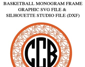 Basketball Monogram Frame File for Cutting Machines | SVG and Silhouette Studio (DXF)