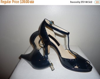 navy blue patent shoes