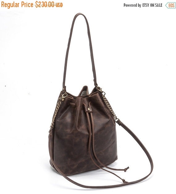Brown leather Bucket bag Leather bucket bag Leather shoulder