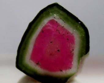 Perfectly Shaped & Undamaged Both Side Polished Watermelon Tourmaline Slice from Paprok Afghanistan - 7 carats , 12.5*10*4 mm