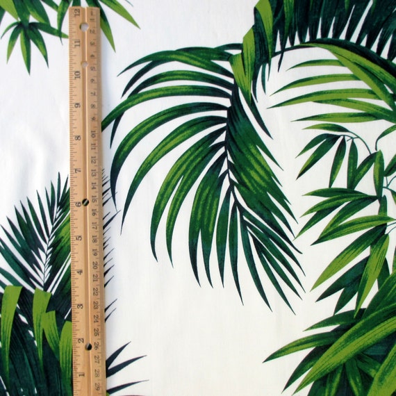 Fabric, Large Tropical Leaves on Ivory, Hoffman California, Palm Fronds ...