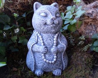 Buddha Cat Statue,Zen Garden Art, Lucky Cat Buddha,Meditating Cat,Yoga Cat Statue,Buddha Statue,Zen Garden Decor,Cat Memorial,Concrete