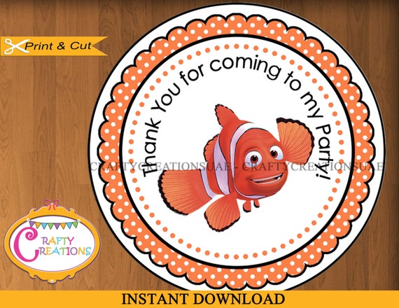 finding nemo favor tag thanks you tag labels party