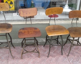 Rare Vintage Industrial Uhl Toledo Drafting Stool 1930s