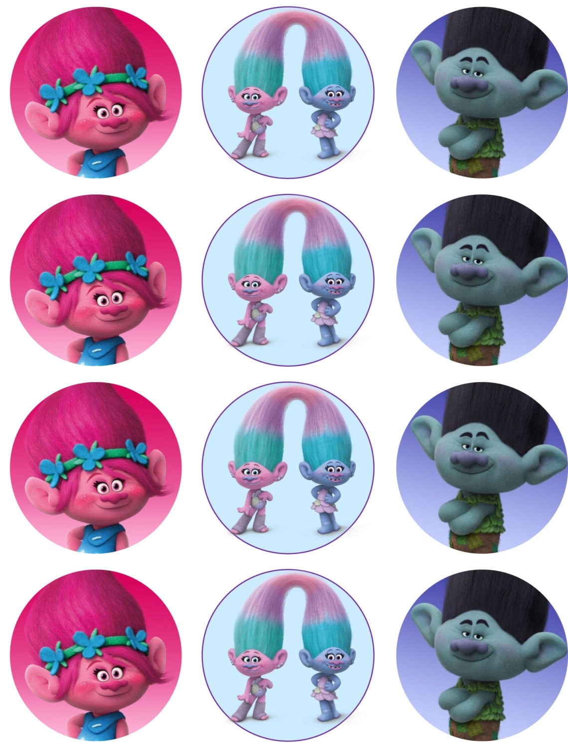 Trolls Edible Image Cupcake Toppers