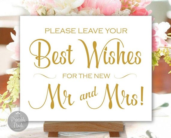 Printable Best Wishes for the NEW Mr and Mrs Wedding Sign