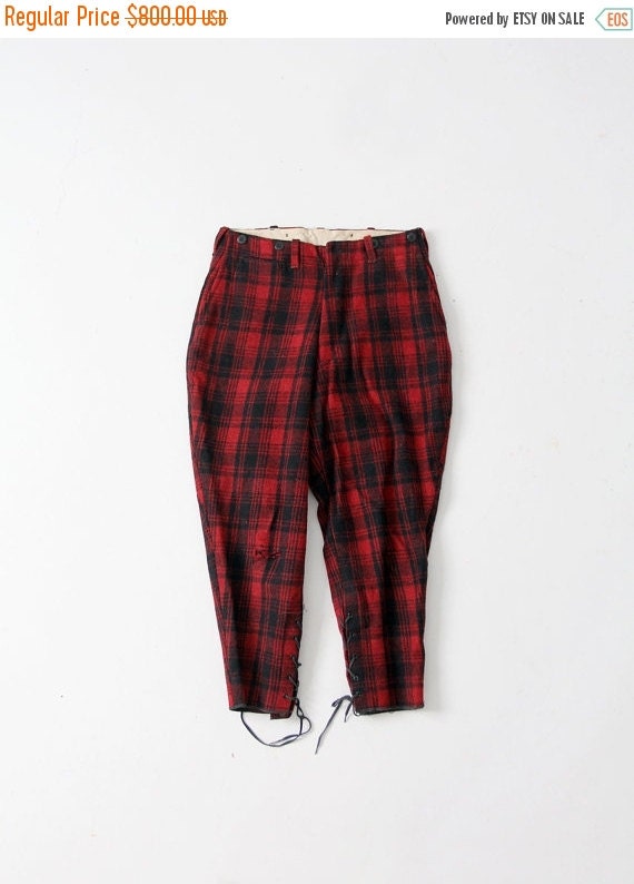 SALE 1930s plaid wool pants red lumberjack or by IronCharlie