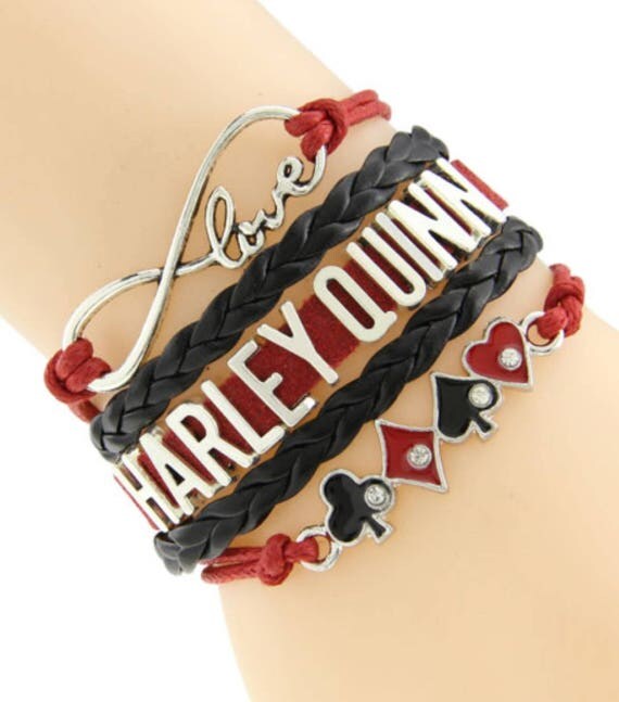 Harley Quinn Bracelet Poker Heart Spade Club Infinity Charm