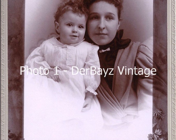 Digital Download Antique Cabinet Card: 4 Copies of Digitally Restored Mother and Daughter Cabinet Card,