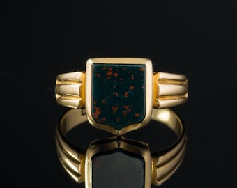 Genuine Victorian natural bloodstone signet ring