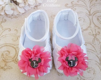 Minnie Mouse First Birthday Outfit - Hot Pink Minnie Mouse Shoes - Minnie Mouse 1st Birthday Outfit - Hot Pink Minnie Mouse Birthday Outfit