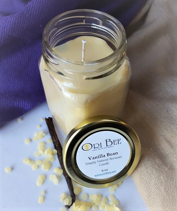 VANILLA BEAN Simply Natural Beeswax Candle 6 oz Organic