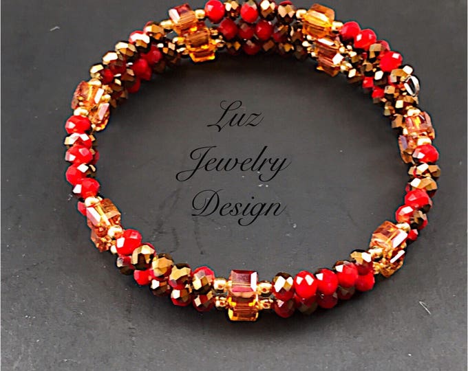 Red gold bracelet, red memory bracelet, gold memory bracelet, memory bracelet, red gold memory bracelet