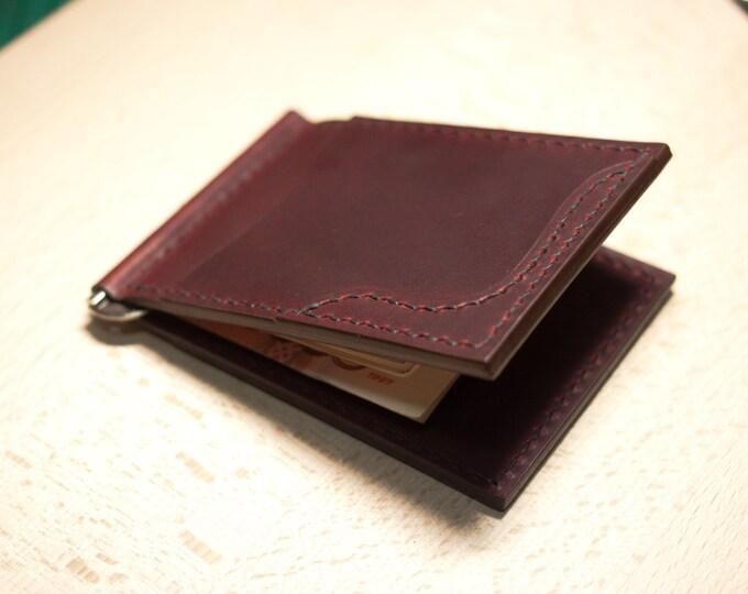 Campari Money Clip Leather/Small leather wallet/Leather Wallet/Momey clip wallet/Leather Card holder/Men's Leather Wallet